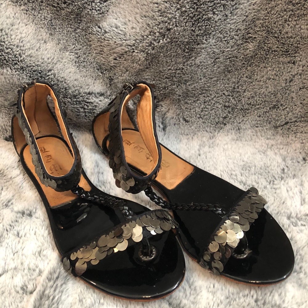 L.A.M.B. Teze T-strap Sequin Sandals